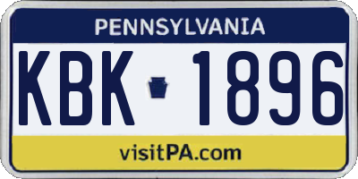 PA license plate KBK1896