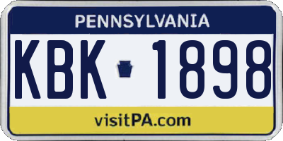 PA license plate KBK1898