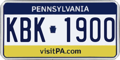 PA license plate KBK1900