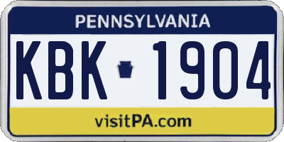 PA license plate KBK1904