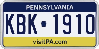 PA license plate KBK1910