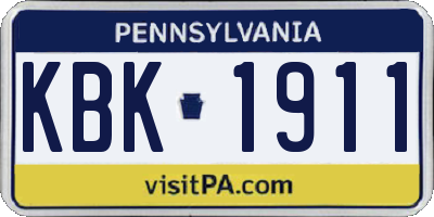 PA license plate KBK1911