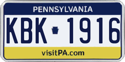 PA license plate KBK1916