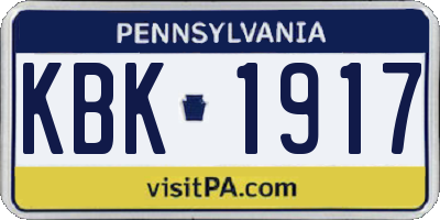 PA license plate KBK1917