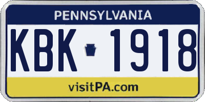 PA license plate KBK1918