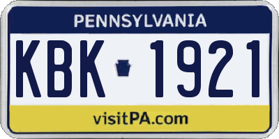 PA license plate KBK1921