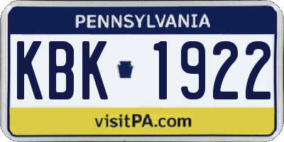 PA license plate KBK1922