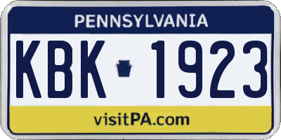 PA license plate KBK1923