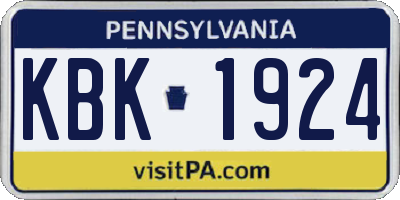 PA license plate KBK1924