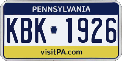 PA license plate KBK1926