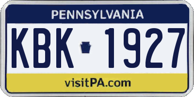 PA license plate KBK1927