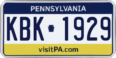 PA license plate KBK1929