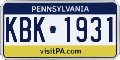 PA license plate KBK1931