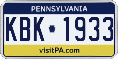PA license plate KBK1933