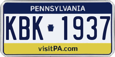 PA license plate KBK1937