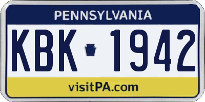 PA license plate KBK1942