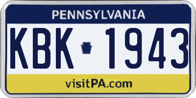 PA license plate KBK1943