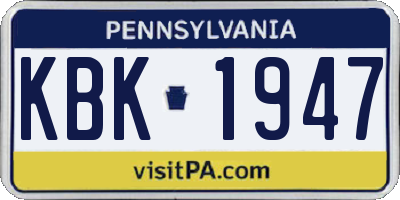 PA license plate KBK1947