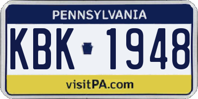 PA license plate KBK1948