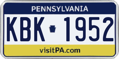 PA license plate KBK1952