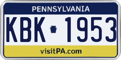 PA license plate KBK1953
