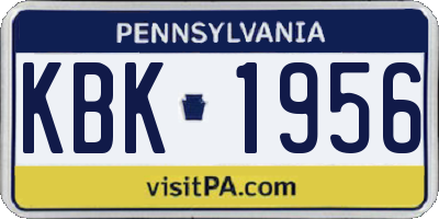 PA license plate KBK1956