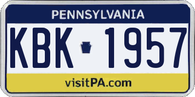 PA license plate KBK1957