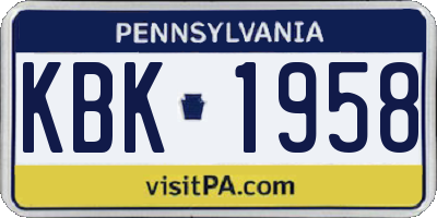 PA license plate KBK1958