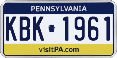 PA license plate KBK1961