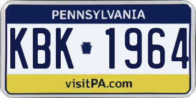 PA license plate KBK1964