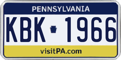 PA license plate KBK1966