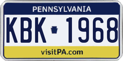 PA license plate KBK1968