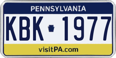 PA license plate KBK1977