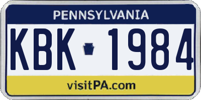 PA license plate KBK1984