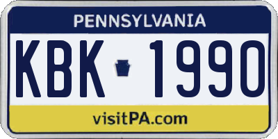 PA license plate KBK1990