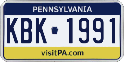 PA license plate KBK1991