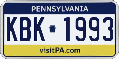 PA license plate KBK1993