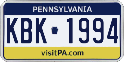 PA license plate KBK1994