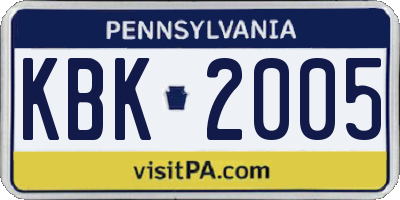 PA license plate KBK2005