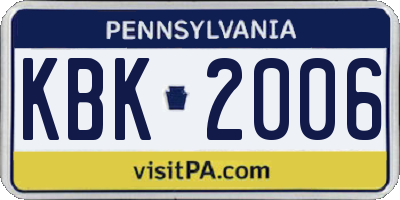 PA license plate KBK2006