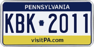 PA license plate KBK2011