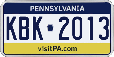 PA license plate KBK2013