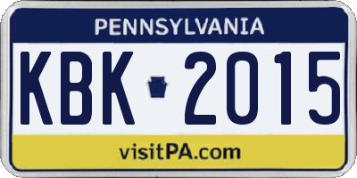 PA license plate KBK2015