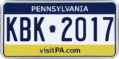 PA license plate KBK2017