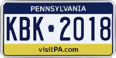 PA license plate KBK2018