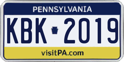 PA license plate KBK2019