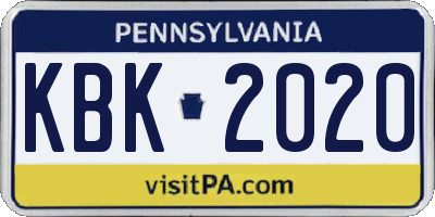 PA license plate KBK2020