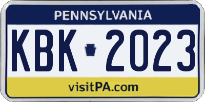 PA license plate KBK2023