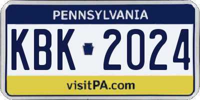 PA license plate KBK2024