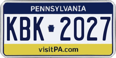PA license plate KBK2027